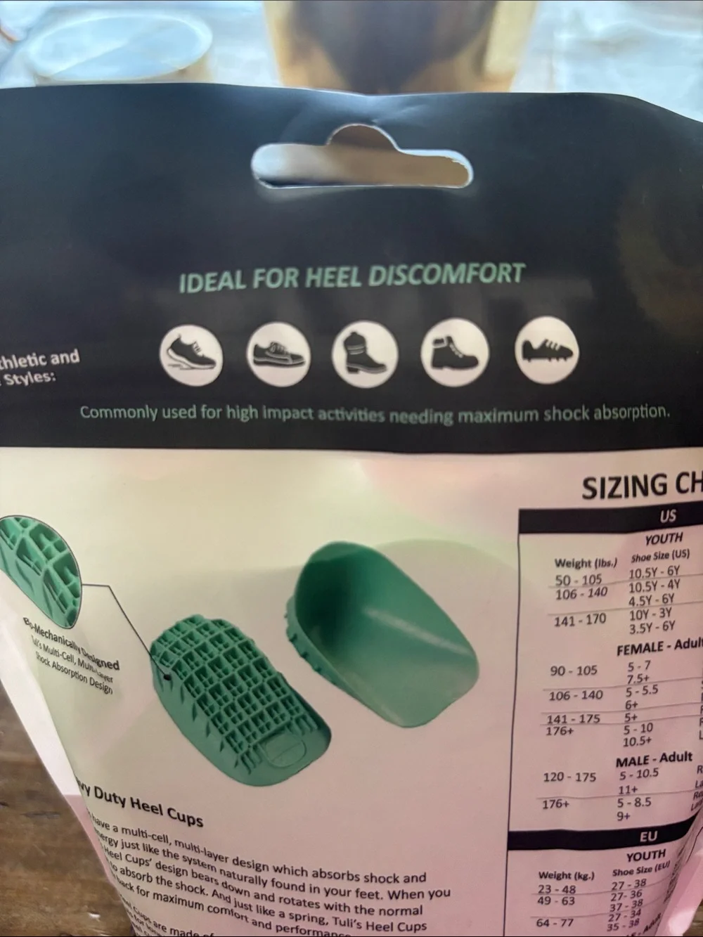 Tuli’s Heavy Duty Heel Cups - Large Mint Green